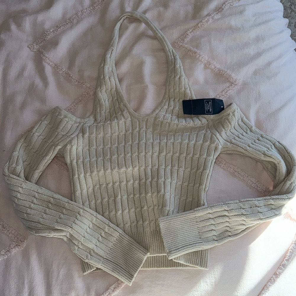 Abercrombie off the shoulder halter neck sweater top size XS NWT